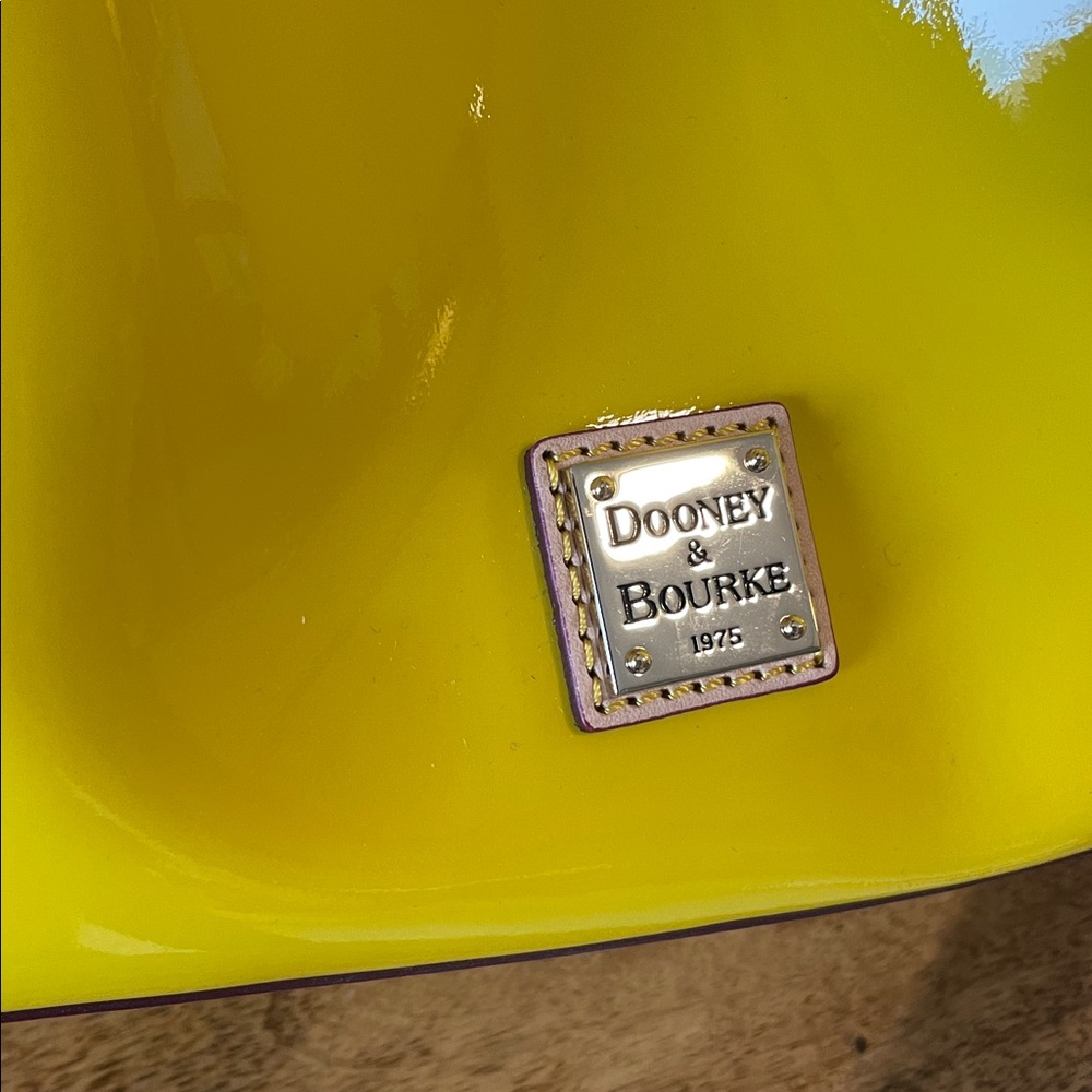 Dooney & Bourke Mini Barlow Tote With Crossbody Strap Patent Leather Yellow‎ NEW - Picture 10 of 10